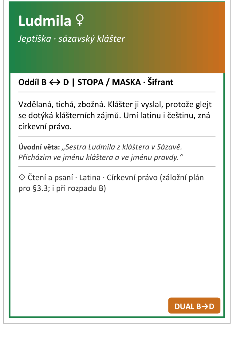 Sestra Ludmila, jeptiška ze sázavského kláštera